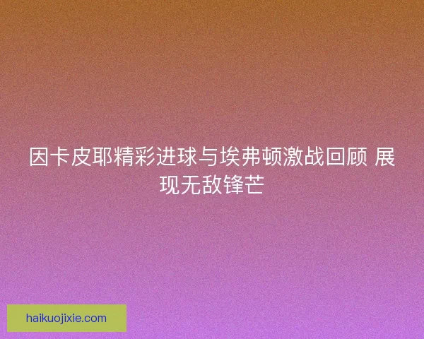 因卡皮耶精彩进球与埃弗顿激战回顾 展现无敌锋芒