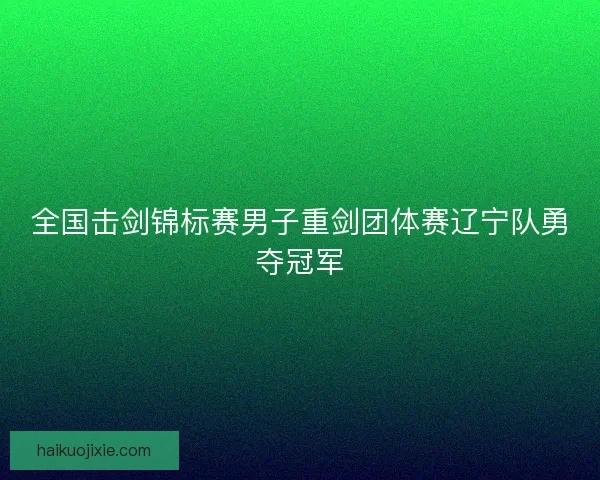 全国击剑锦标赛男子重剑团体赛辽宁队勇夺冠军