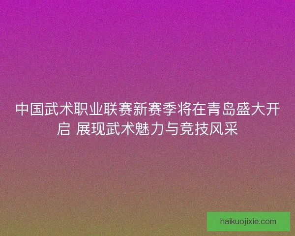 中国武术职业联赛新赛季将在青岛盛大开启 展现武术魅力与竞技风采